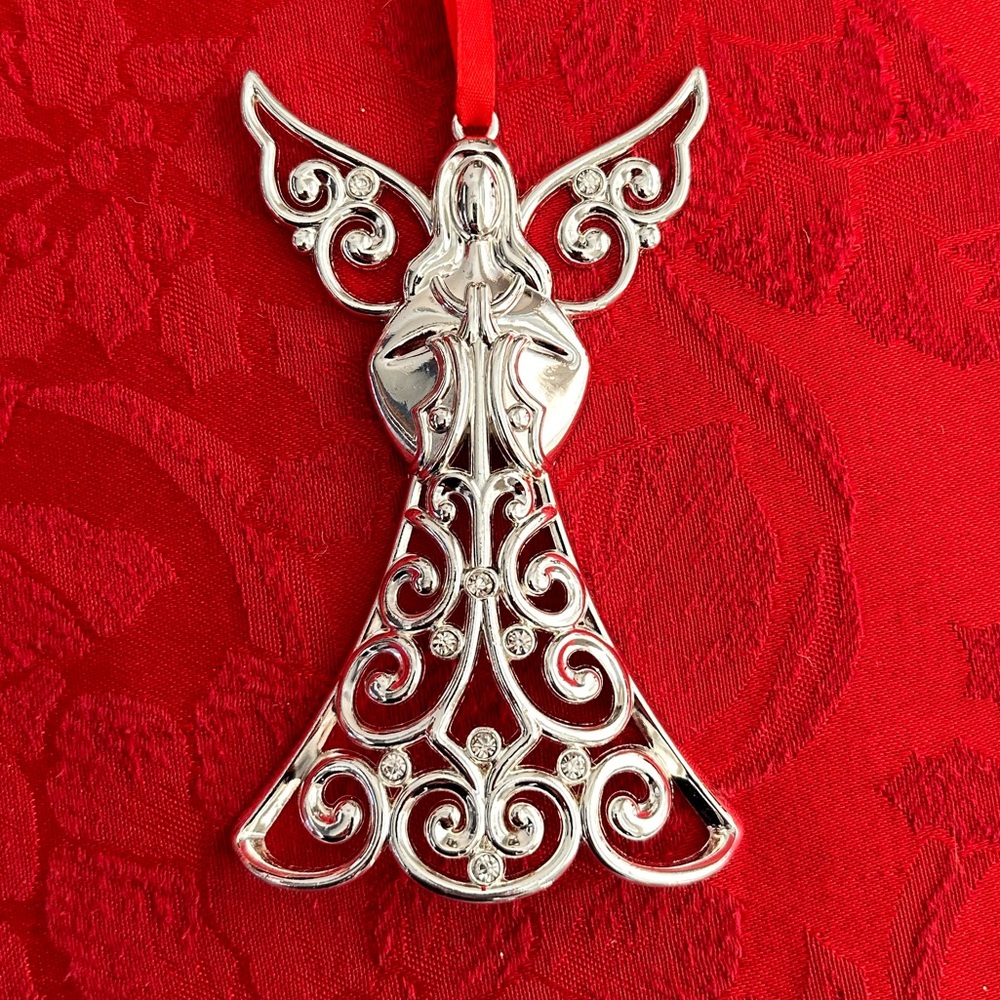 Vintage Lenox silver & rhinestone angel ornament